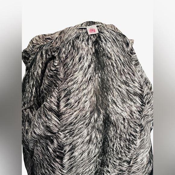 Oscar De La Renta Puffer Coat Silk Gray Fur Print 2011 Collection Women Sz 6 - Picture 11 of 15